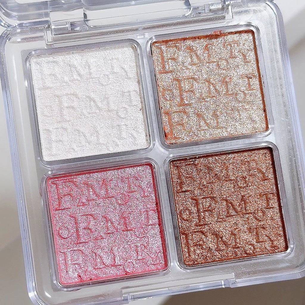 4-Colour Face Highlighter Palette – Pearly Glitter Shimmer Baked Powder