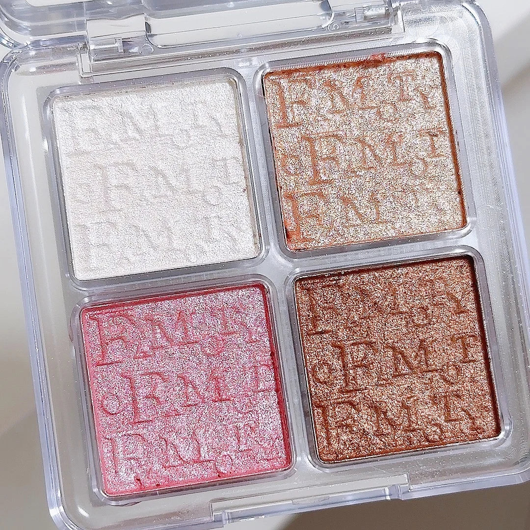4-Colour Face Highlighter Palette – Pearly Glitter Shimmer Baked Powder
