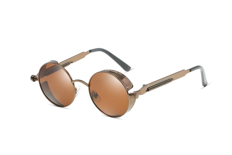 Steampunk Round Sunglasses – Retro Metal Frame UV400 Mens Fashion Eyewear
