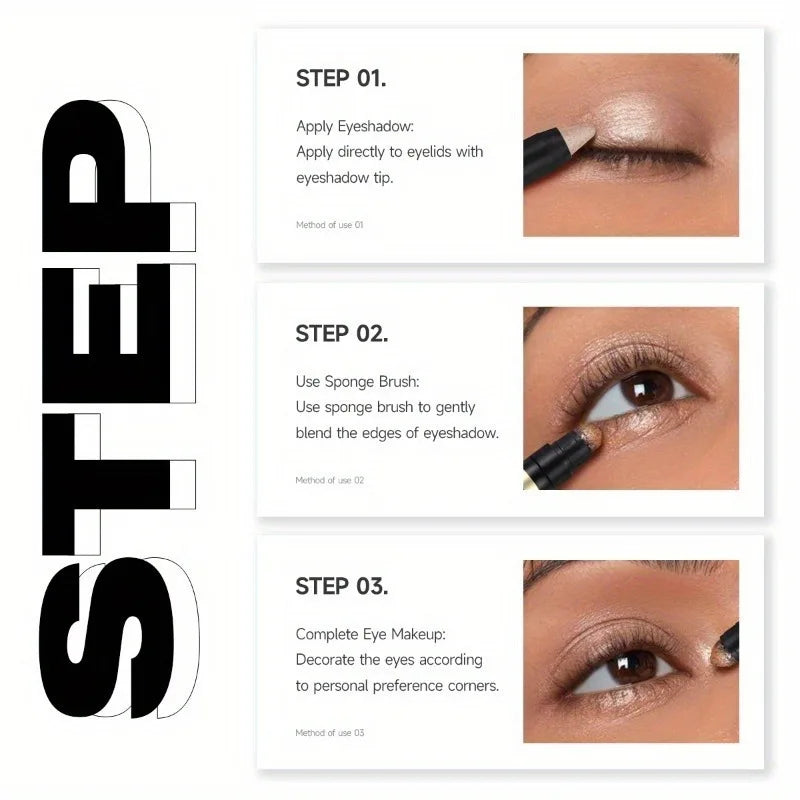 Metallic Glitter Eyeshadow Stick – Matte & Shimmer Waterproof Pearlescent Eye Pen