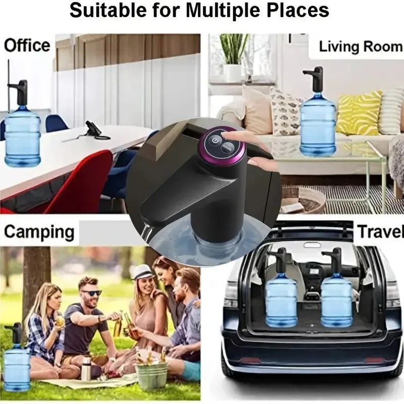 Home Sweet Home portable 5-gallon water dispenser pump with USB charging, compact and easy to use for water dispensing.