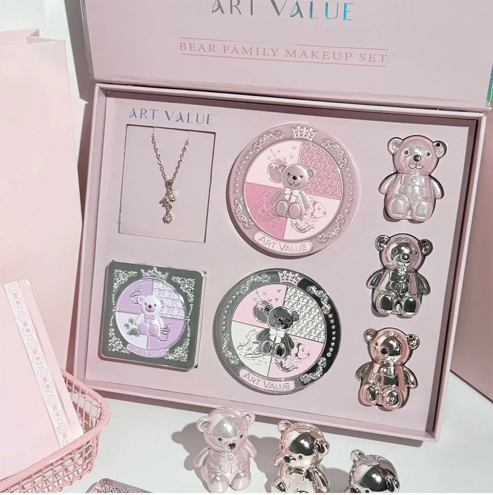 7-Piece Makeup Gift Set | Lip Mud, Pressed Powder, Blush, Eyeshadow Palette & Necklace