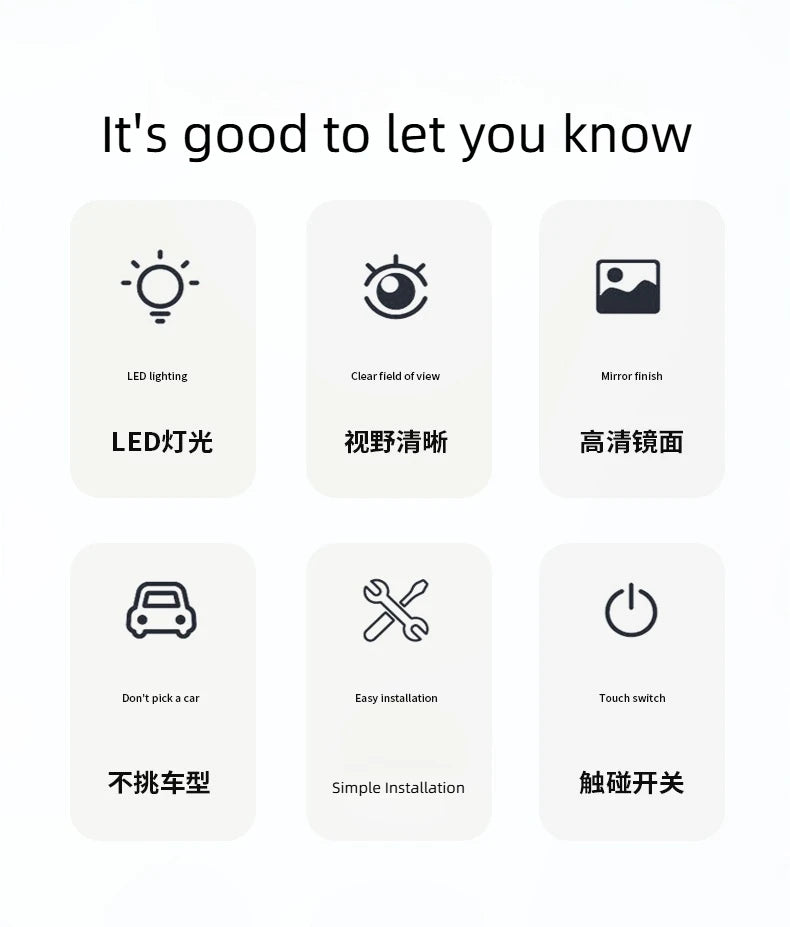 LED rechargeable car sun visor vanity mirror with built-in lighting, compact design, and Home Sweet Home branding.