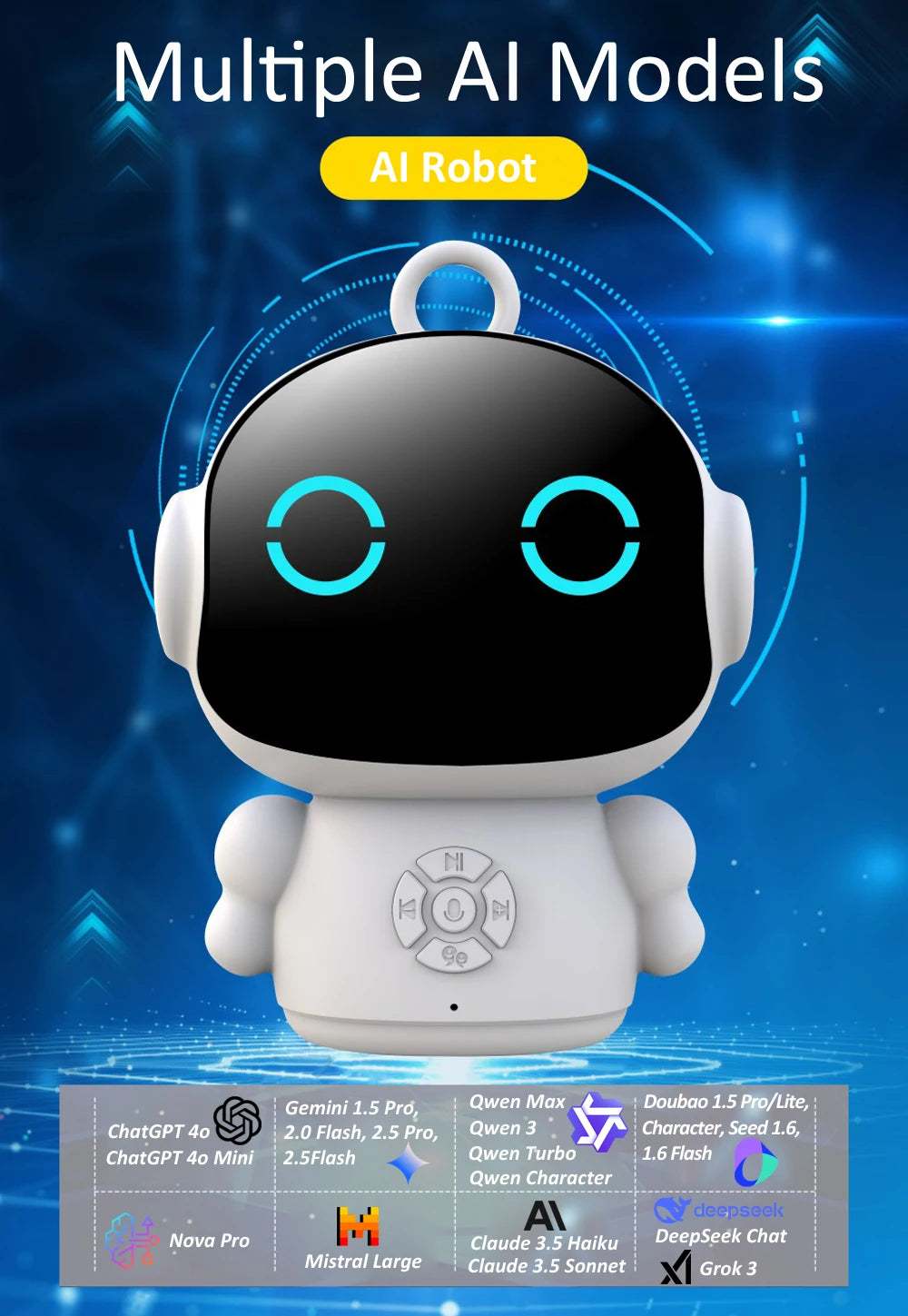 Smart AI robot toy from Home Sweet Home with voice interaction, ChatGPT, and support for 61 languages, designed for educational learning.