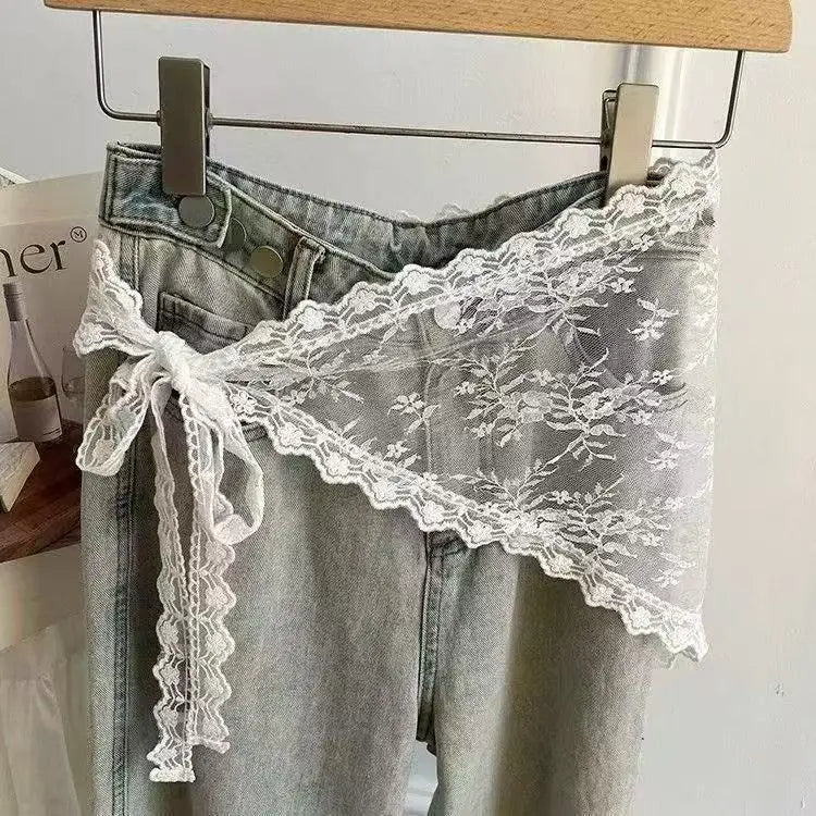 Lace Trim Bandana Scarf — 2-in-1 Hair Band & Waist Accessory