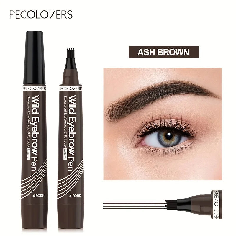 4-Tip Eyebrow Tattoo Pen – Waterproof Liquid Microblading Pencil, 6 Shades