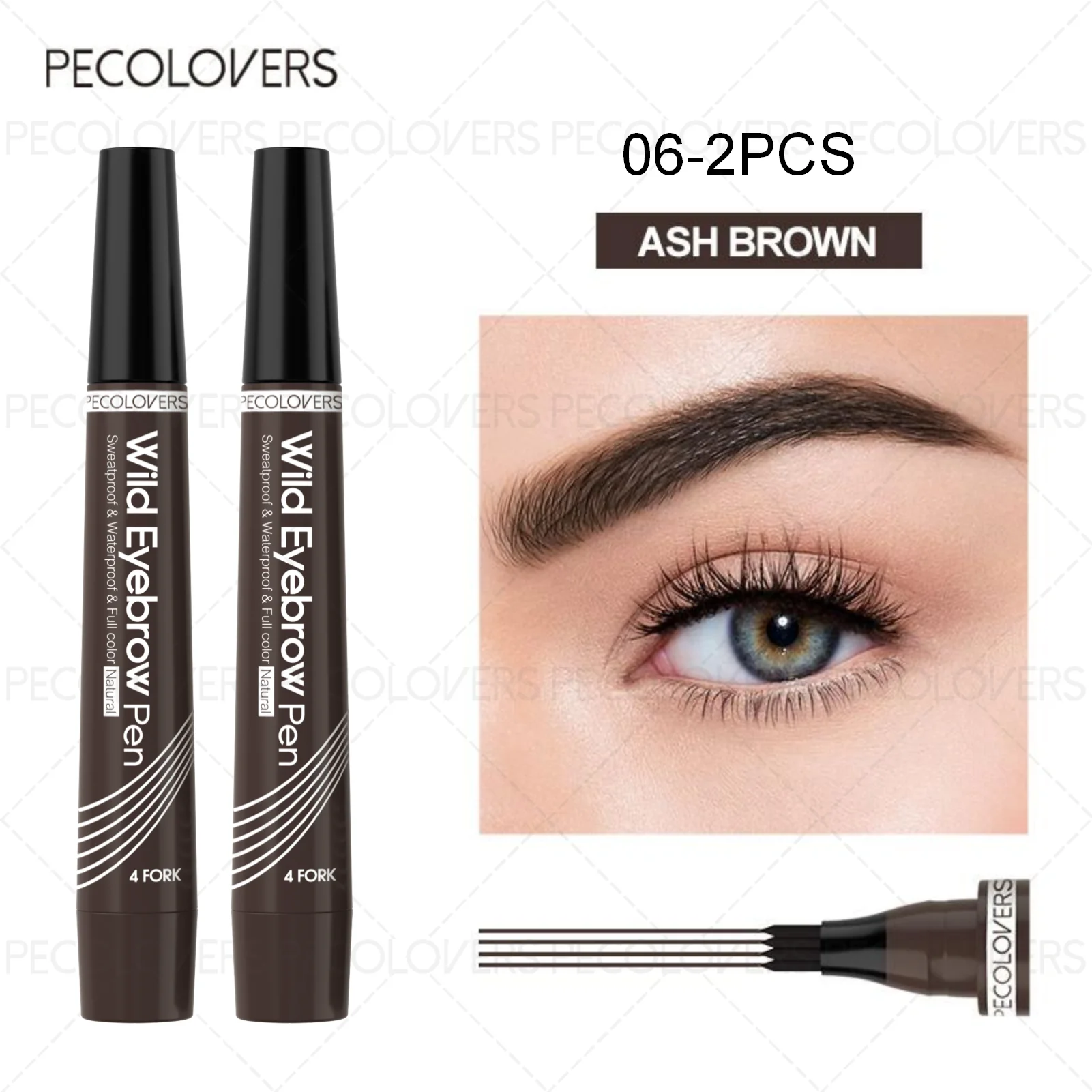 4-Tip Eyebrow Tattoo Pen – Waterproof Liquid Microblading Pencil, 6 Shades