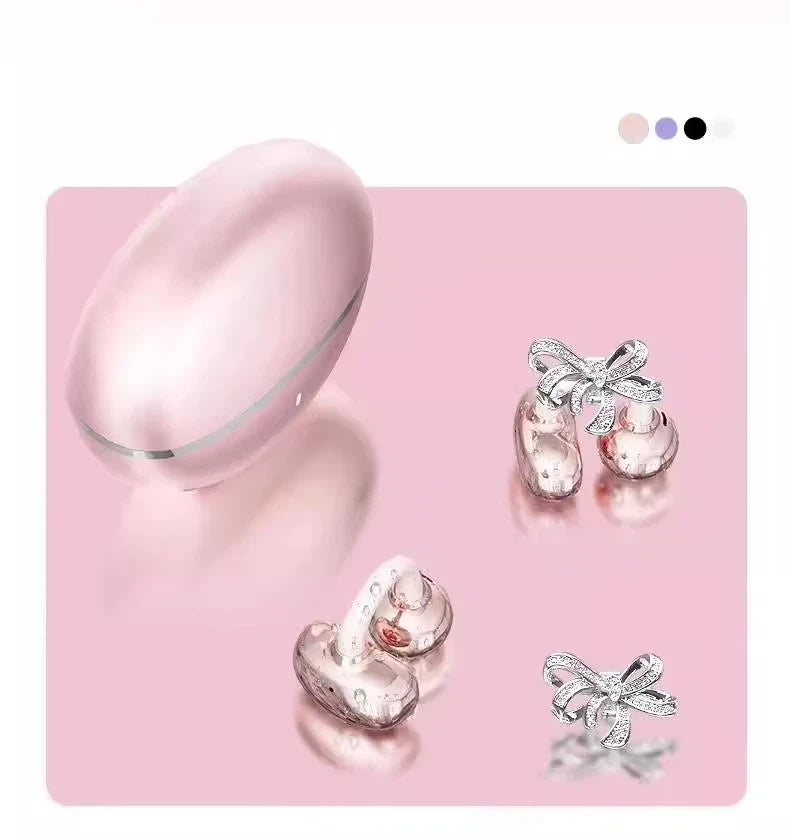 Vivo Open-Ear Bluetooth Clip-On Earbuds with Crystal Bowknot Earrings