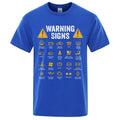 Driving Warning Signs men's T-shirt by Home Sweet Home featuring a road warning sign graphic on a casual black T-shirt.