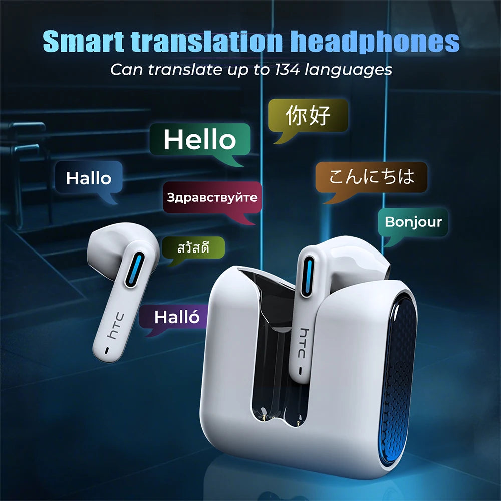 HTC NE49 AI Translator TWS Earbuds | Bluetooth 6.0 | 135 Languages | Gaming & HiFi