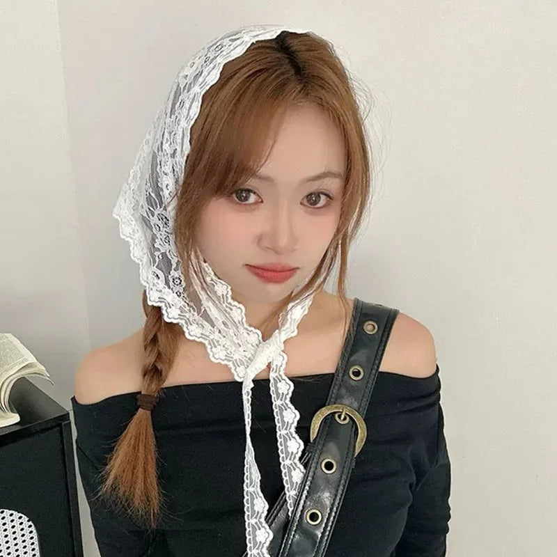 Lace Trim Bandana Scarf — 2-in-1 Hair Band & Waist Accessory