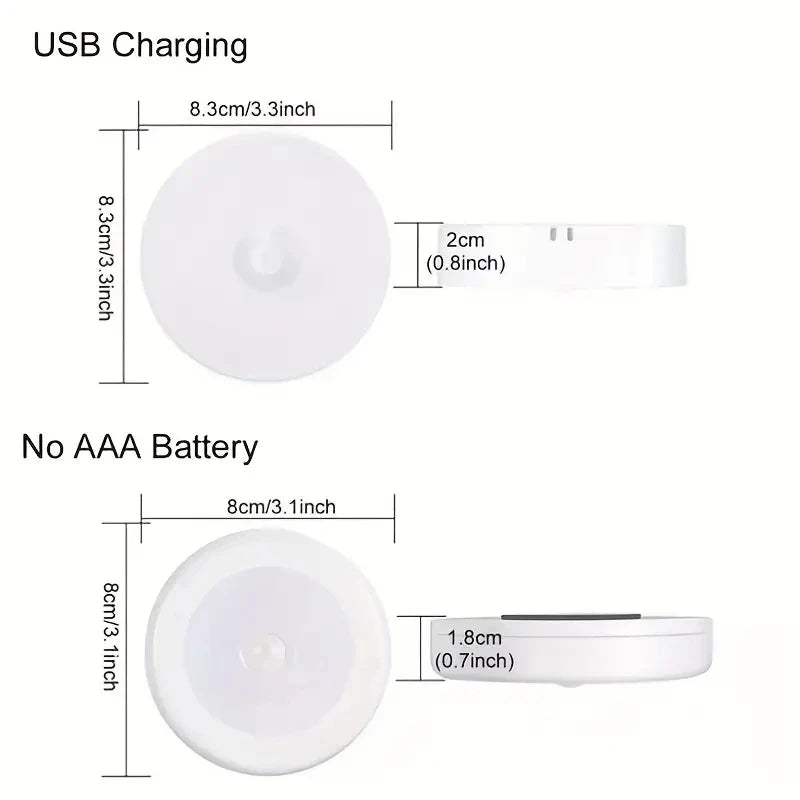 Home Sweet Home motion sensor LED night light illuminating a dark room with a sleek, modern design.