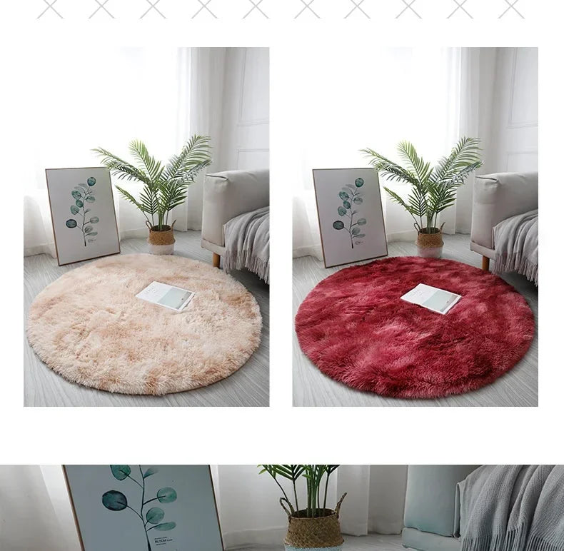 Super Soft Plush Round Rug – Fluffy Thick Pile Carpet for Living Room, Bedroom & Kids Room