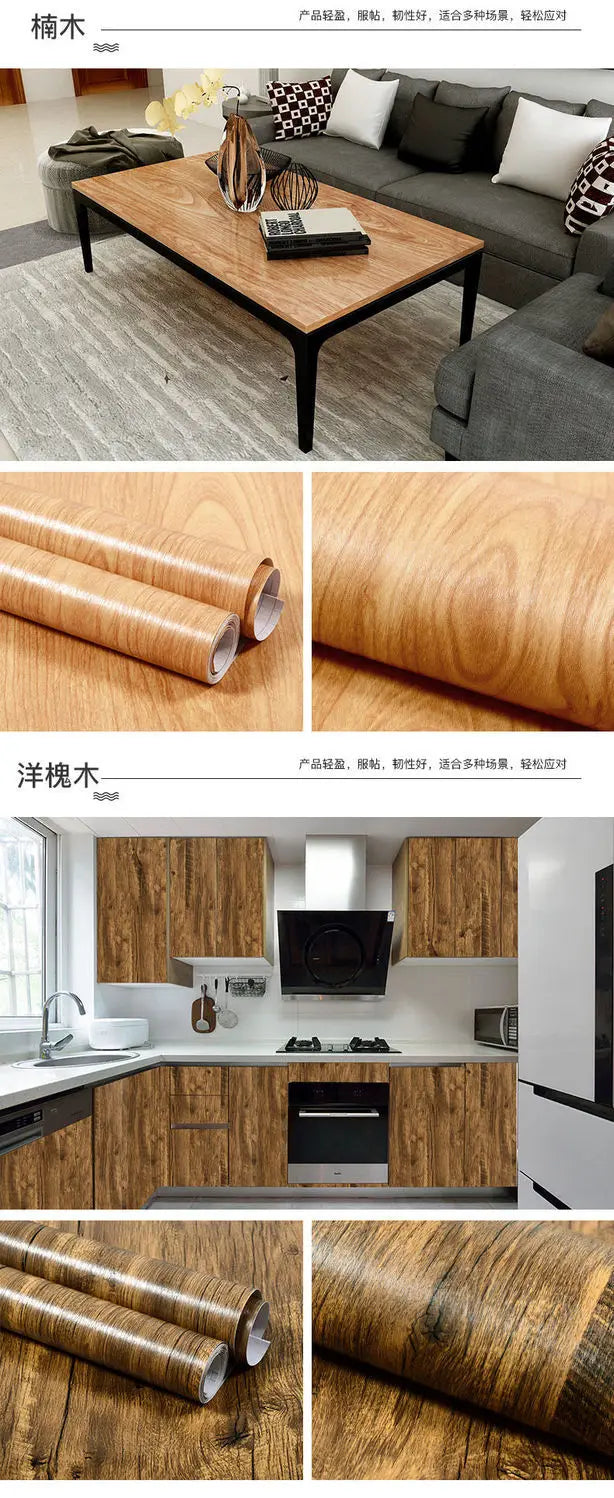 Wood Grain Peel & Stick Wallpaper – Self-Adhesive Waterproof PVC Wall Sticker
