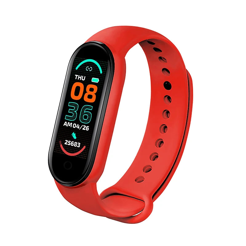 Smart fitness bracelet by Home Sweet Home with a sleek black wristband and digital display for activity tracking.