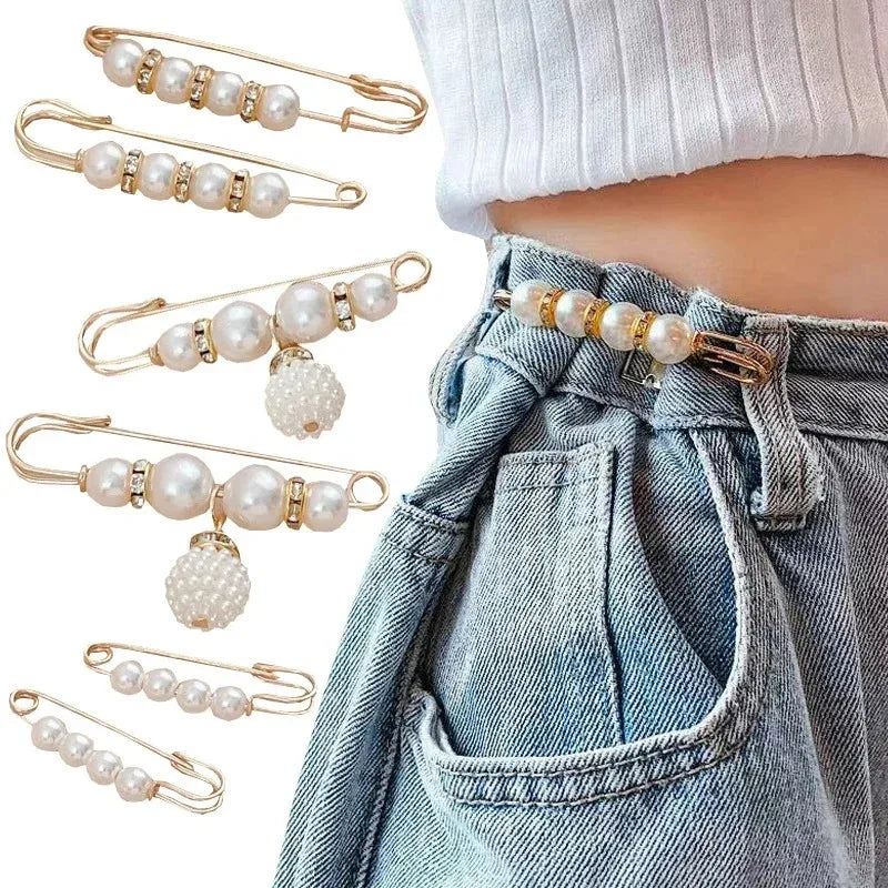 Pearl Waist Pin Clips – 6-Piece Set
