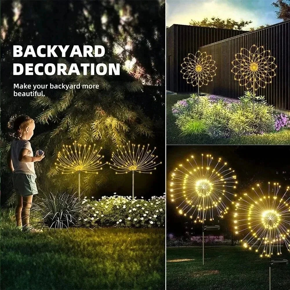 Solar Firework Garden Lights – LED Waterproof Dandelion Lawn Lamp