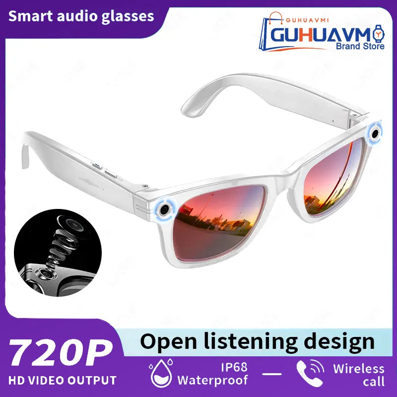 Home Sweet Home AI smart glasses with 8MP camera, Bluetooth, multilingual support, and ChatGPT 4.0 displayed on stylish eyewear