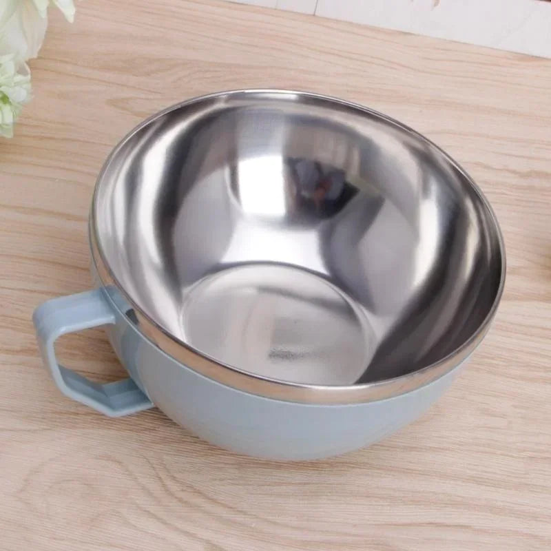 Stainless Steel Bowl with Handle – Anti-Scald Noodle & Mixing Bowl