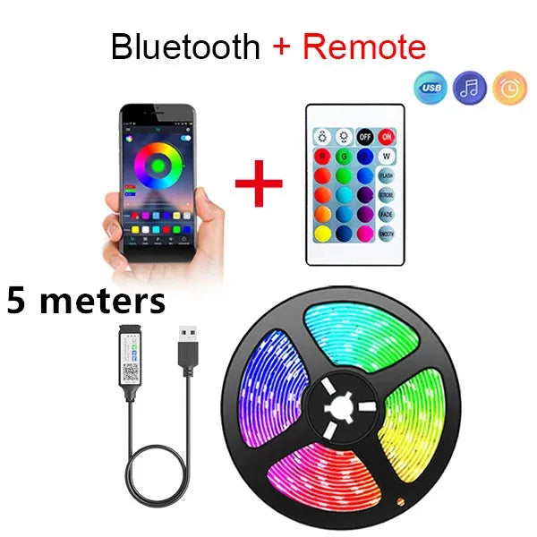 Bluetooth LED Strip Lights – Smart SMD 5050 App Control, TV Backlight & Home Decor (1m–5m)