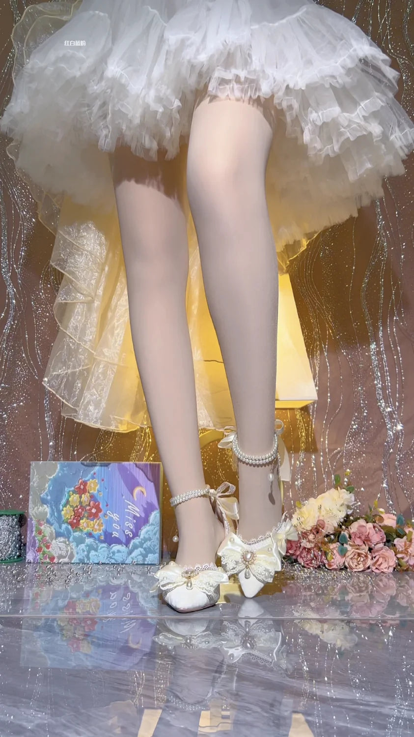 White Bridal Mary Jane Heels | Wedding Shoes for Women
