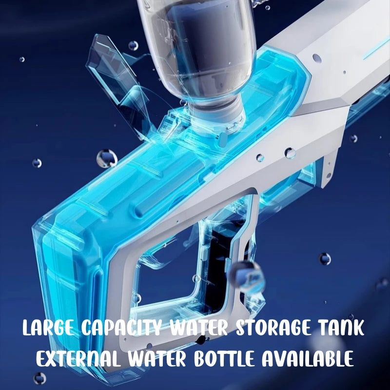 High-pressure electric water gun by Home Sweet Home, automatic soaker for kids and adults, ready for outdoor water fights.