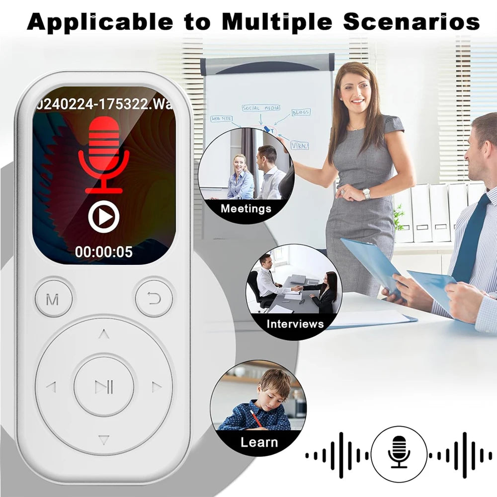 Slim Home Sweet Home MP3 player with Bluetooth 5.4, FM radio, eBook reader, and voice recorder features.