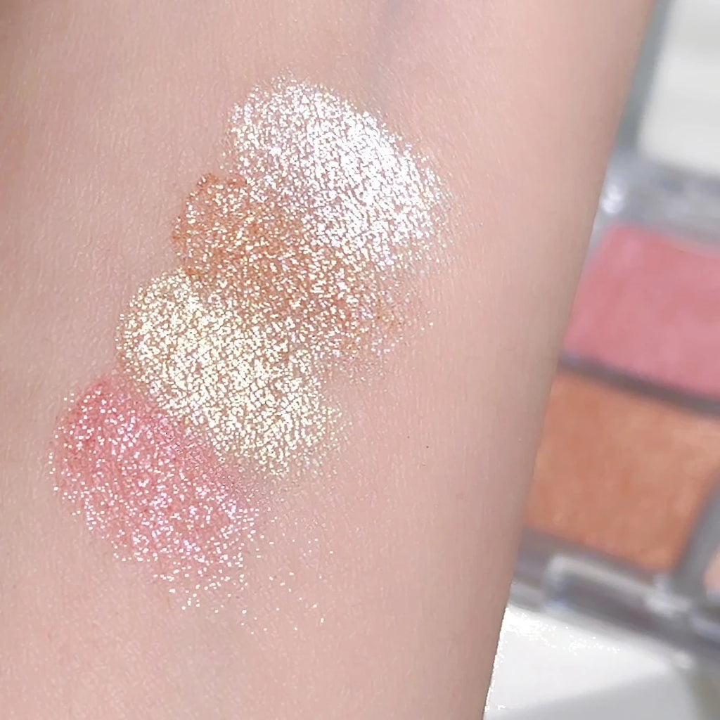 4-Colour Face Highlighter Palette – Pearly Glitter Shimmer Baked Powder