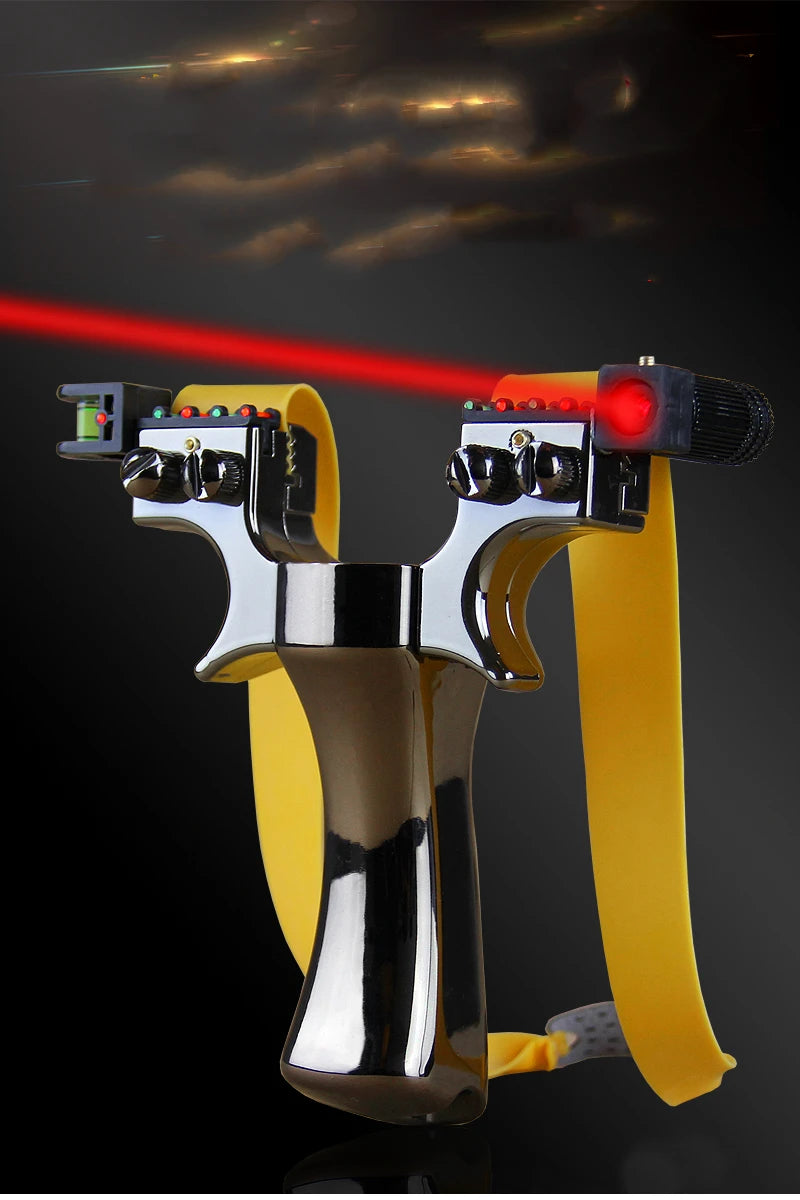 Laser slingshot with LED light and precision aiming from Home Sweet Home, featuring a sleek design and ergonomic grip.