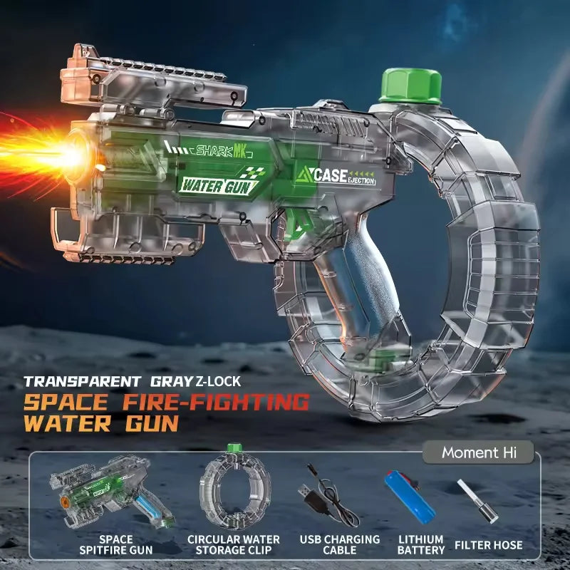 Home Sweet Home electric water gun with high-pressure automatic design, perfect for kids and adults outdoor water fights.