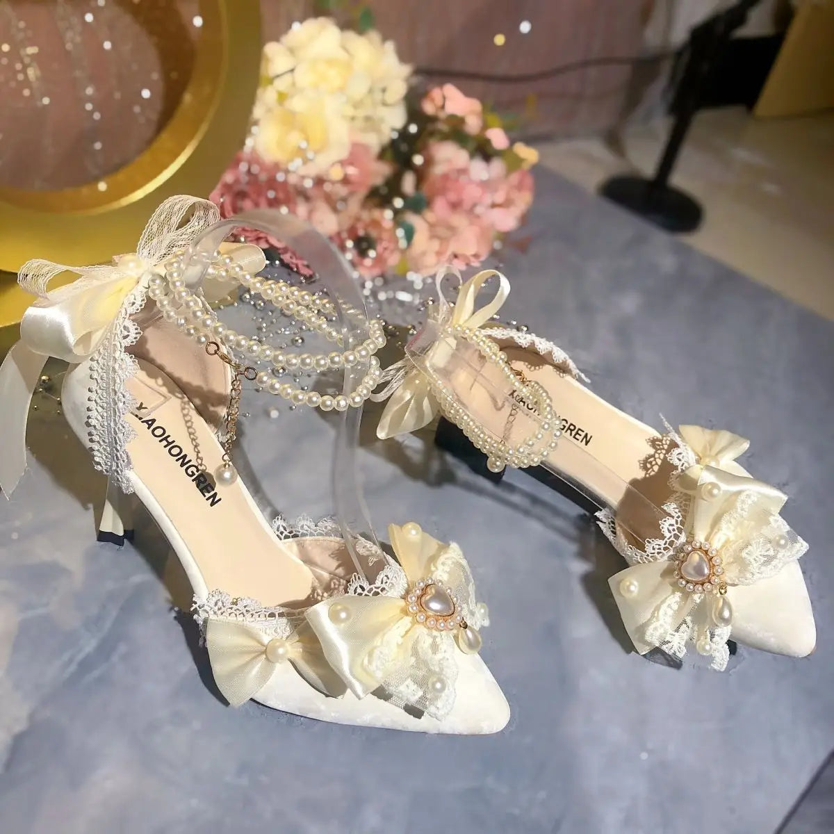 White Bridal Mary Jane Heels | Wedding Shoes for Women
