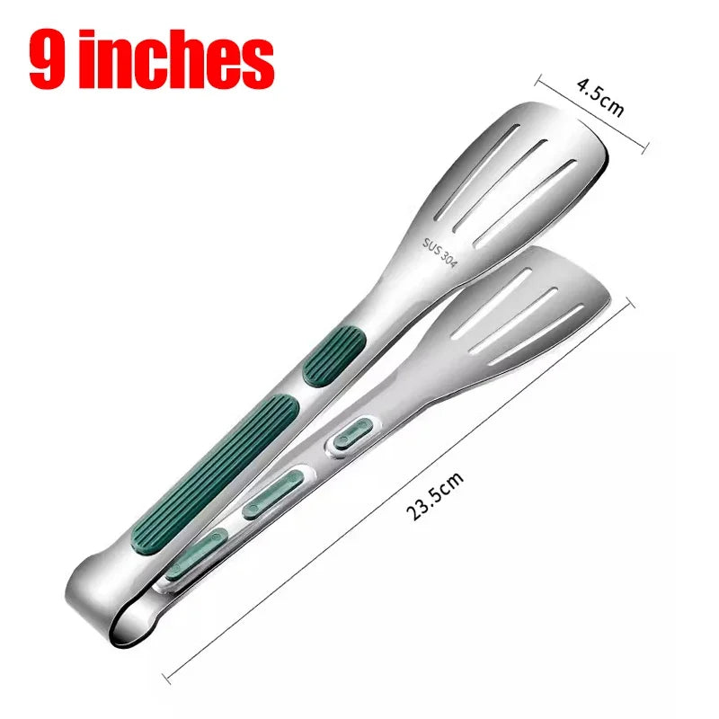 Stainless Steel Food Tongs BBQ Cooking Tongs Non-Slip Kitchen Clip 7"/9"/12"