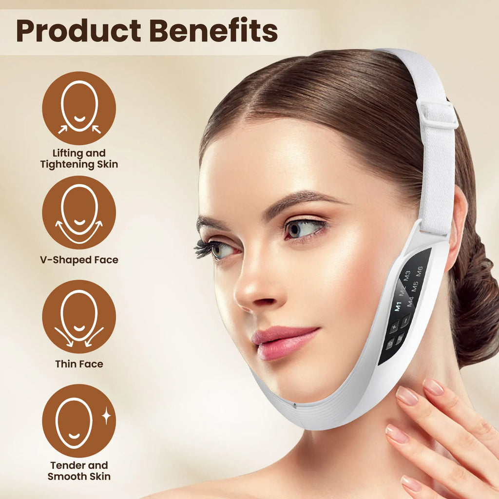 EMS V-Face Lifting Beauty Device — 6 Modes, 8 Levels, Micro-Current Facial Massager