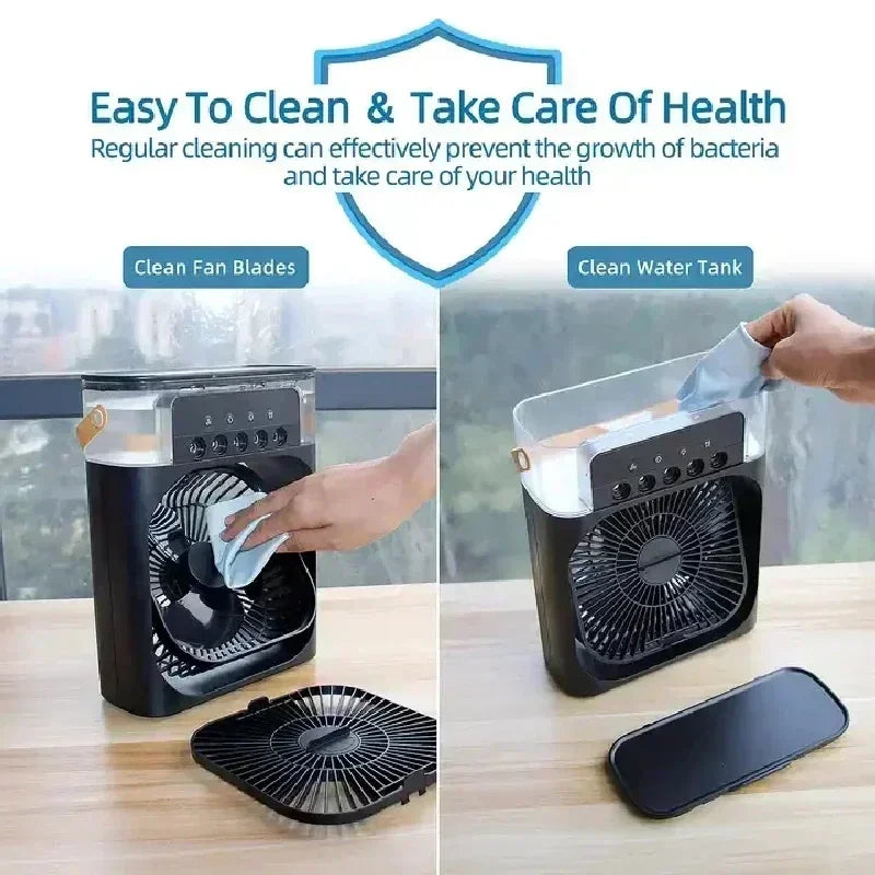 3-in-1 Portable Air Cooler Fan with Humidifier & LED Night Light — USB