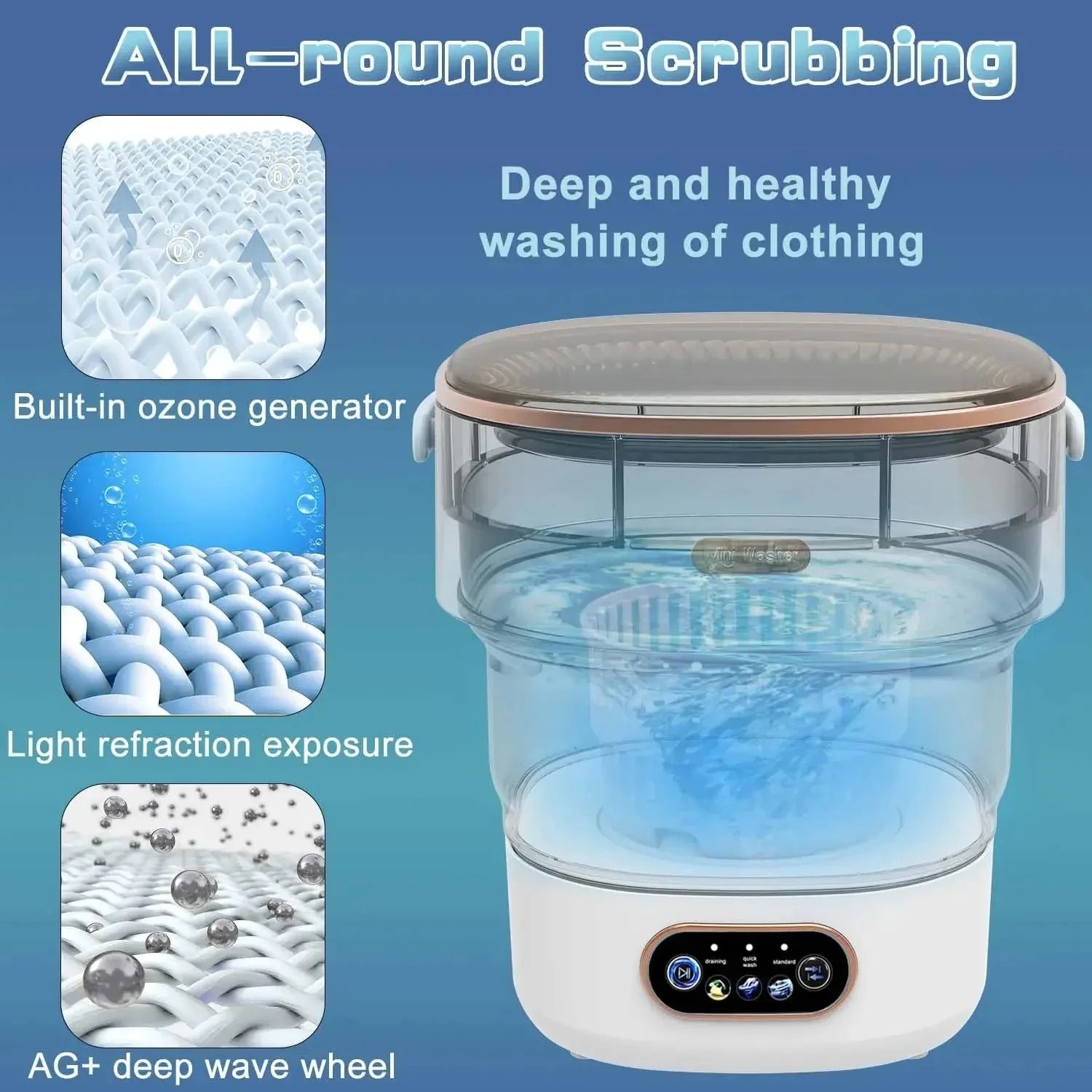 15L Portable Foldable Washing Machine — Mini Washer with Spin TRENDING