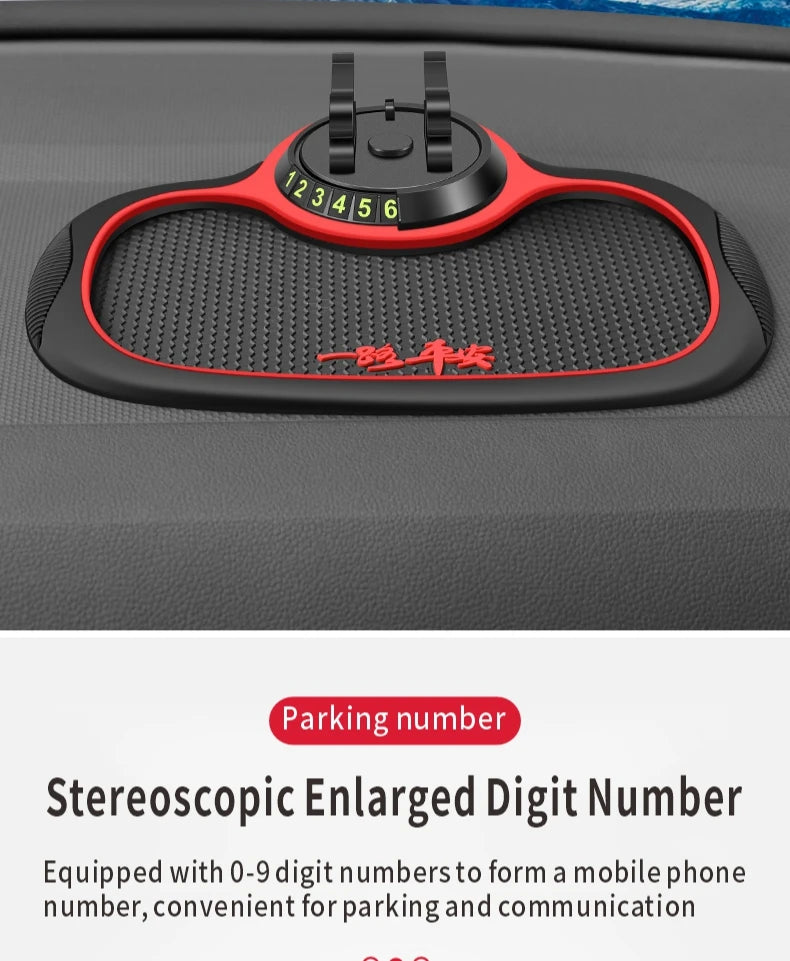 Home Sweet Home car anti-slip silicone dashboard mat holding a phone and small items on a vehicle dashboard.