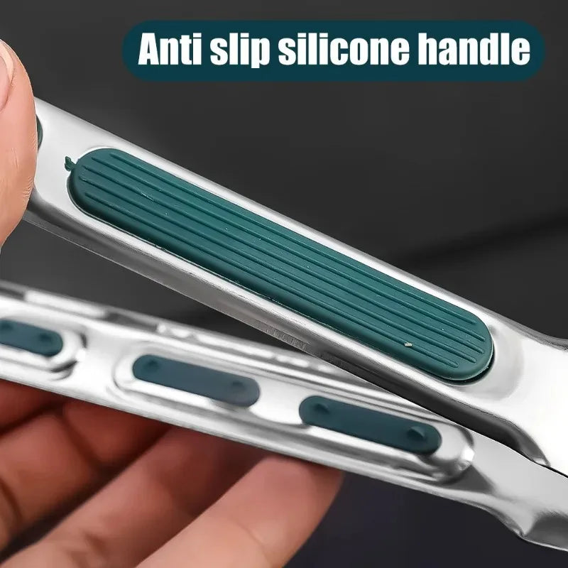 Stainless Steel Food Tongs BBQ Cooking Tongs Non-Slip Kitchen Clip 7"/9"/12"