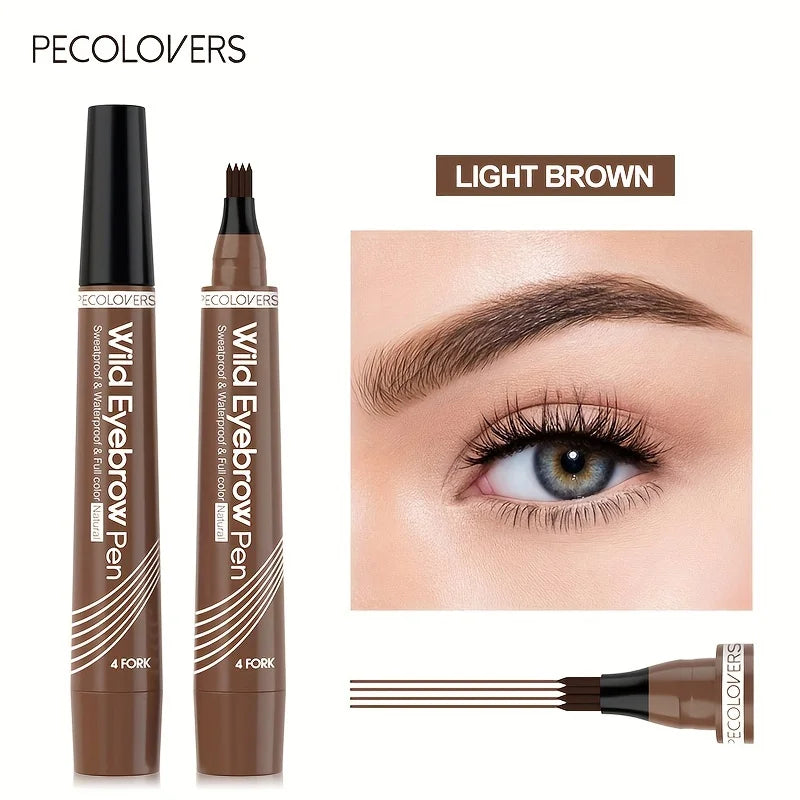 4-Tip Eyebrow Tattoo Pen – Waterproof Liquid Microblading Pencil, 6 Shades