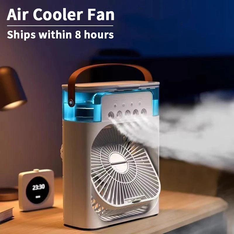 3-in-1 Portable Air Cooler Fan with Humidifier & LED Night Light — USB