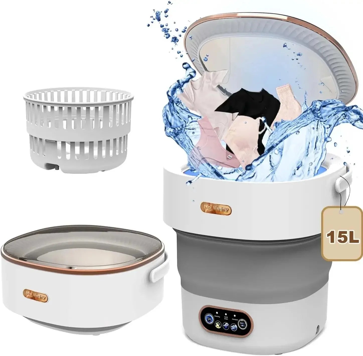 15L Portable Foldable Washing Machine — Mini Washer with Spin TRENDING