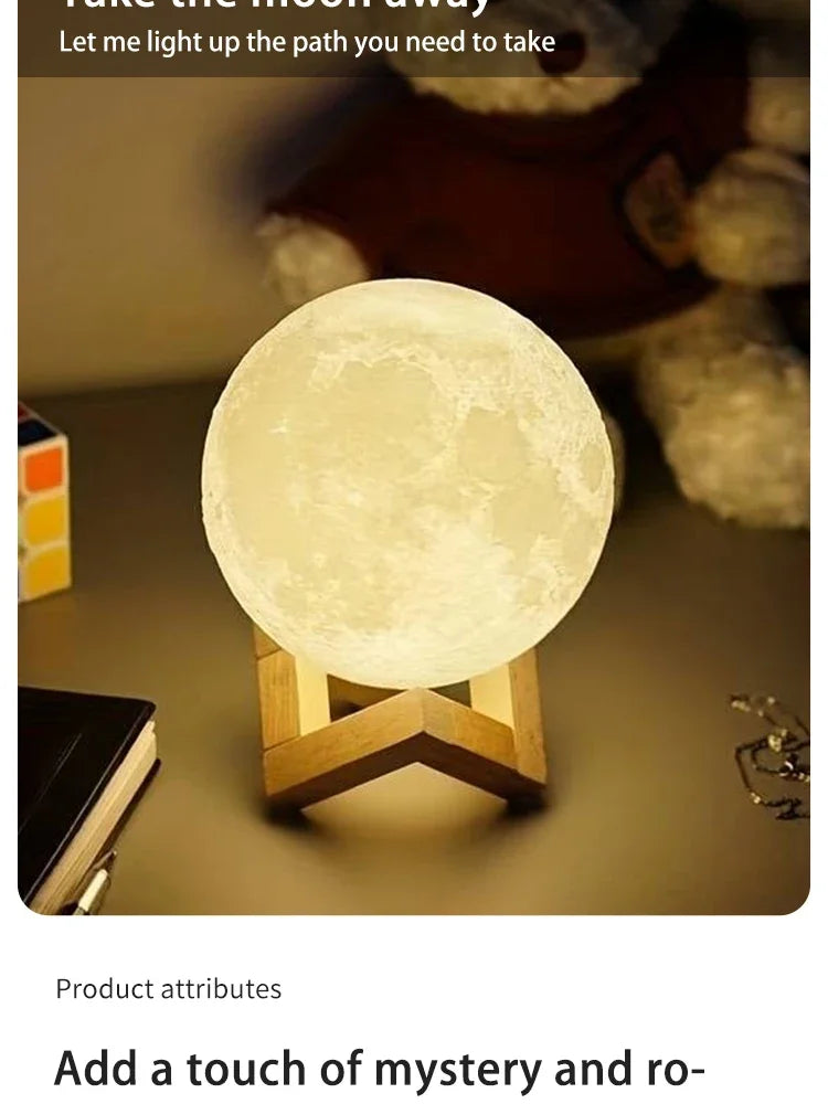 Cute Duck & Moon Night Light — LED Bedside Lamp, Kids Room Gift