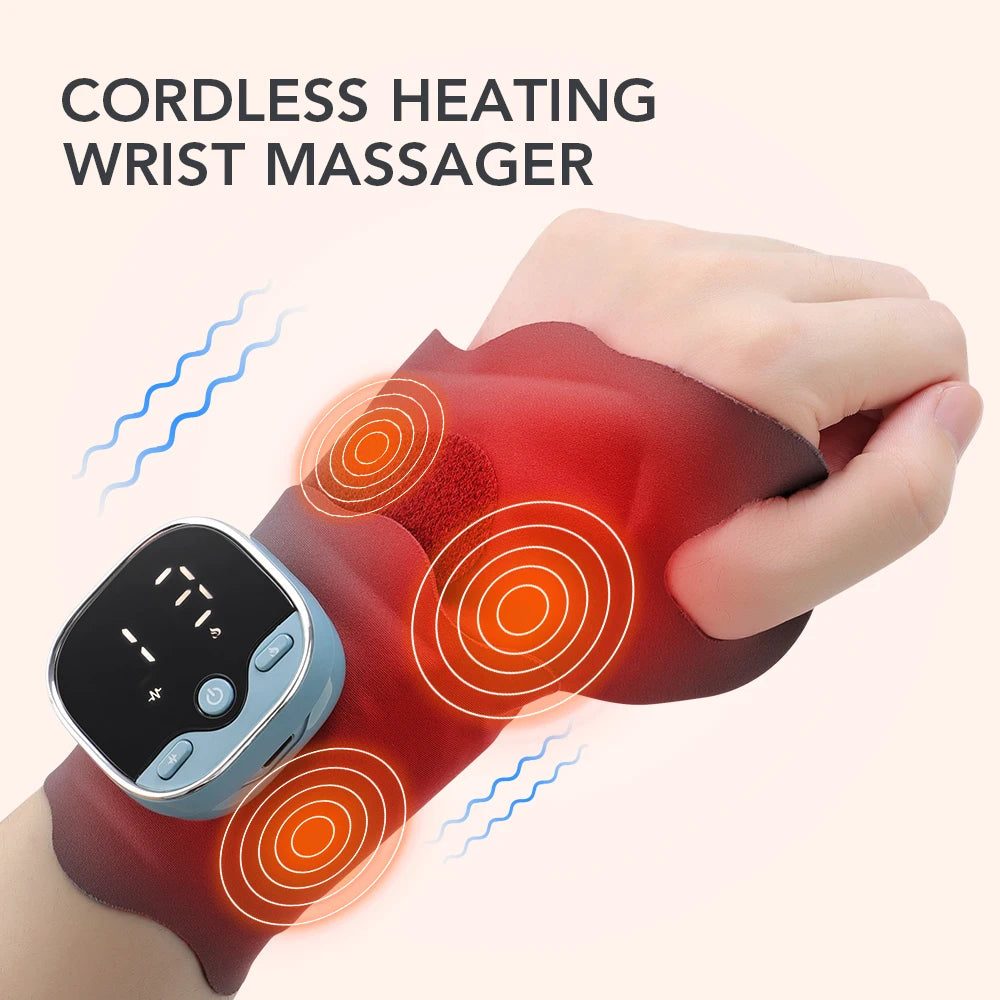 EMS Heating Wrist Massager – Cordless Thermal Massage Brace with Voice Prompts