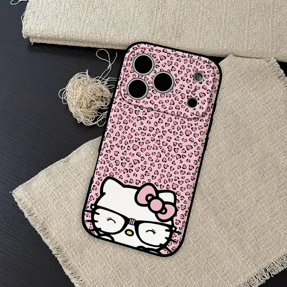 Kawaii Hello Kitty Leopard Print Phone Case | iPhone 11–17 Pro Max