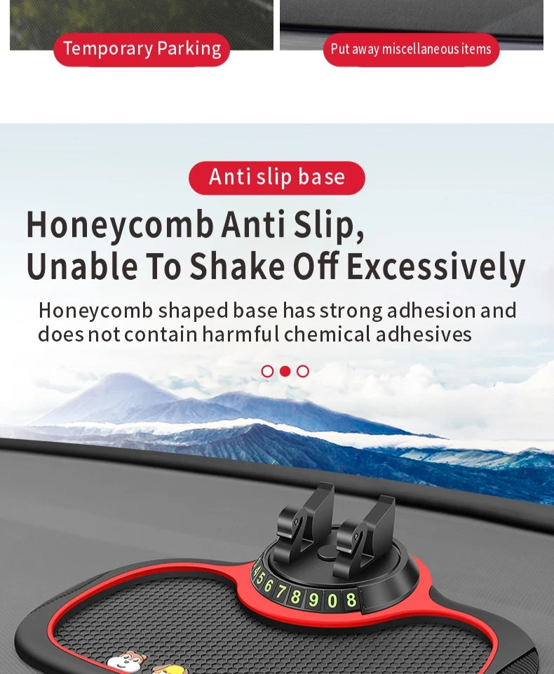 Home Sweet Home car anti-slip silicone dashboard mat holding phone and small items, designed for non-slip stability in vehicles.