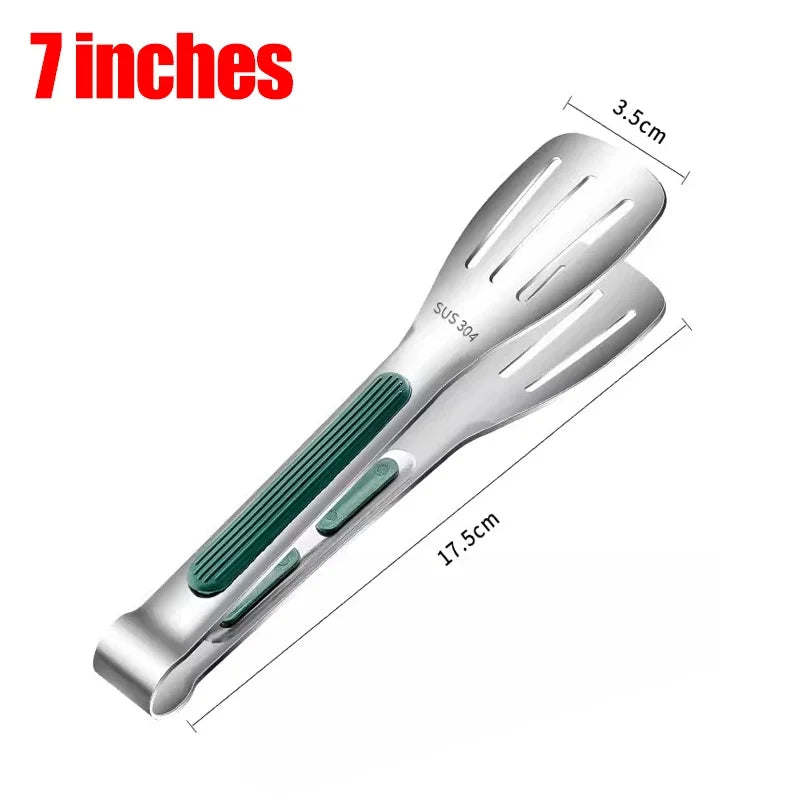 Stainless Steel Food Tongs BBQ Cooking Tongs Non-Slip Kitchen Clip 7"/9"/12"