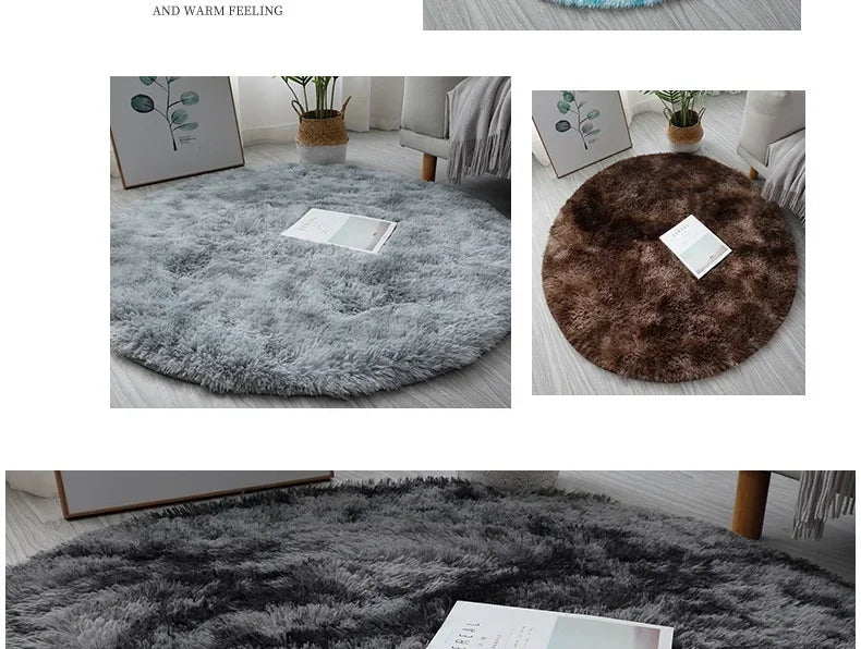 Super Soft Plush Round Rug – Fluffy Thick Pile Carpet for Living Room, Bedroom & Kids Room