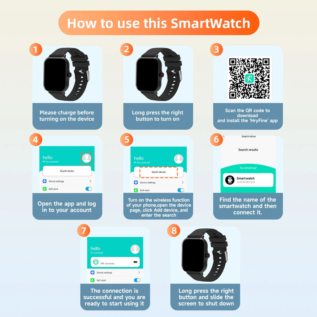 Smartwatch with Bluetooth Call, Voice Assistant & Fitness Tracker