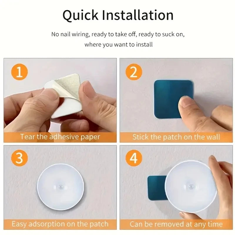 Home Sweet Home motion sensor LED night light illuminating a dark room with a sleek, compact design.