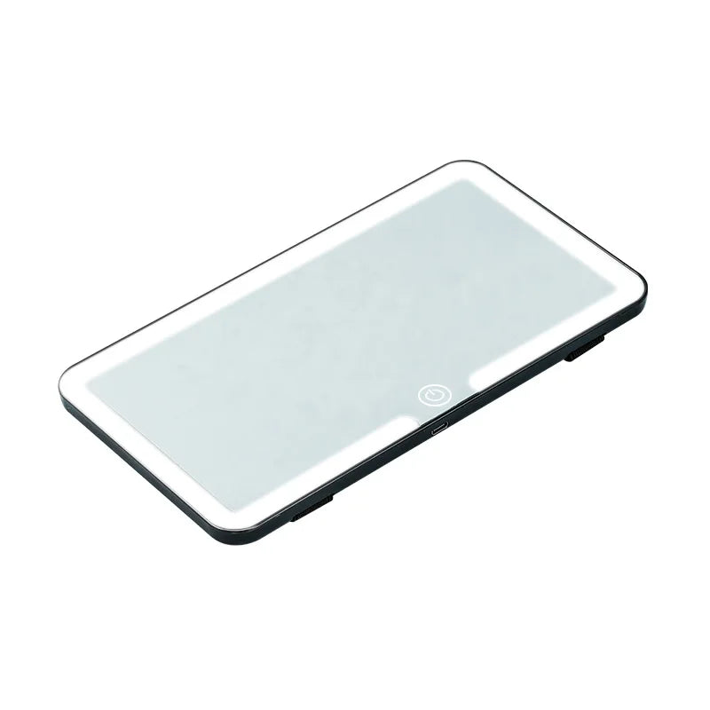 LED rechargeable car sun visor vanity mirror with built-in lighting, compact and easy to install for vehicle interior use.