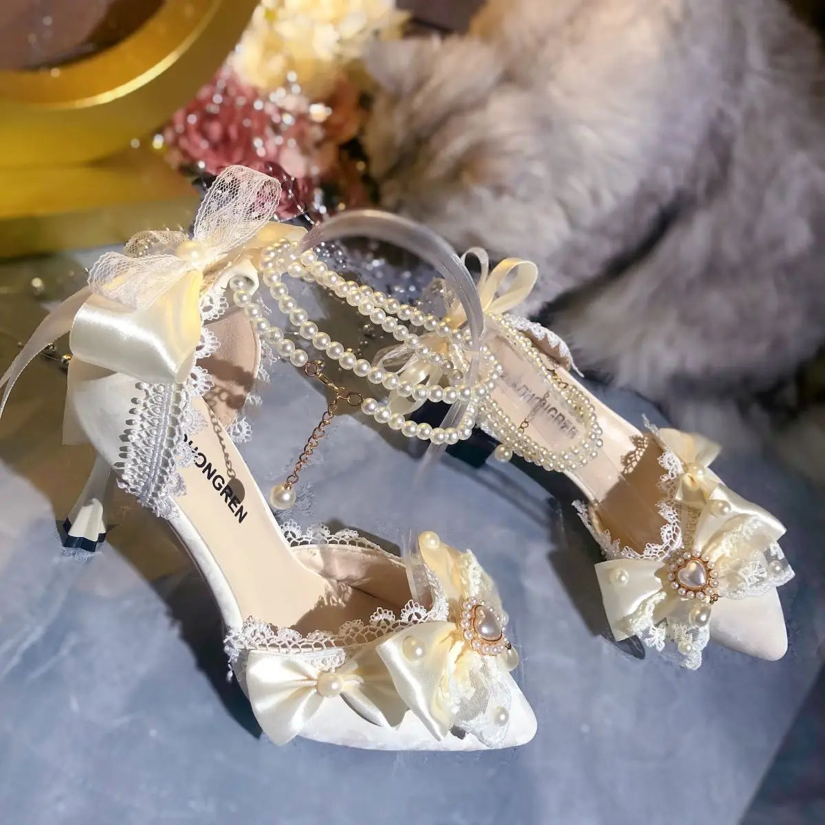 White Bridal Mary Jane Heels | Wedding Shoes for Women
